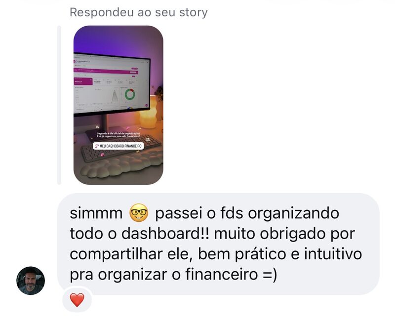 Depoimento de cliente sobre o Dashboard Financeiro