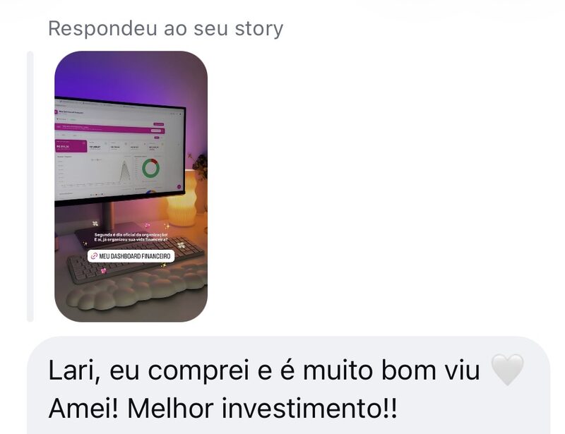 Depoimento de cliente sobre o Dashboard Financeiro